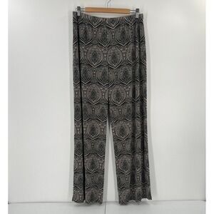 Chico's Travelers Women Size 2 US L Brown Pull On Paisley Print Stretchy Pants